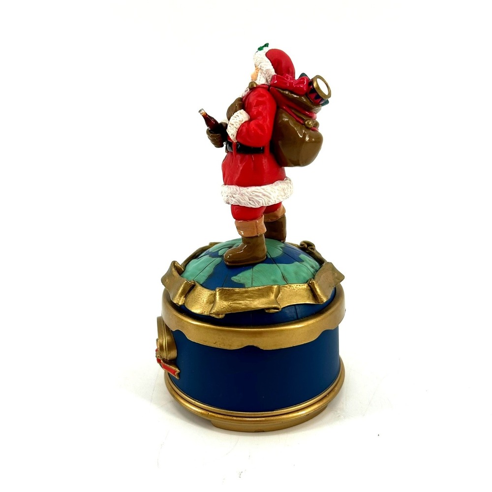 Vintage 1993 Coca-Cola Santa on Globe Musical Collection Figurine Music Box - Picture 2 of 4